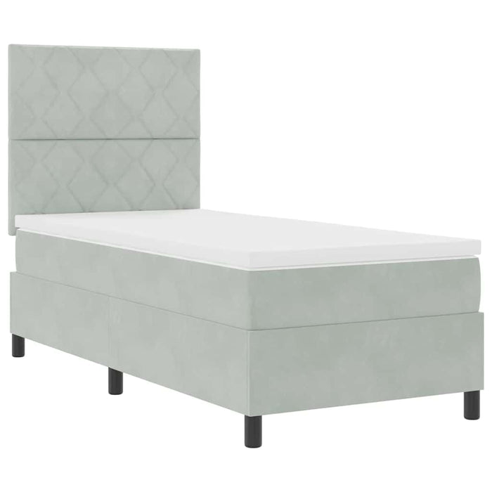 Pat cu arc LED cu headboard Gri deschis 100 x 200 cm Catifea WALTI