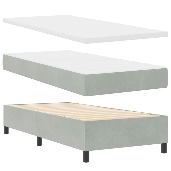 Pat cu arc LED cu headboard Gri deschis 100 x 200 cm Catifea WALTI
