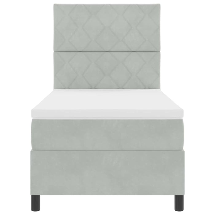 Pat cu arc LED cu headboard Gri deschis 100 x 200 cm Catifea WALTI