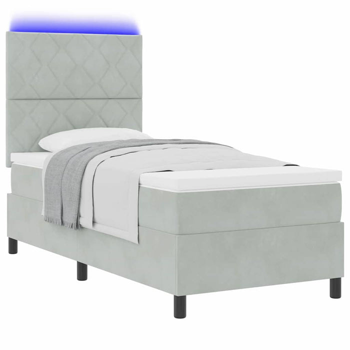 Pat cu arc LED cu headboard Gri deschis 100 x 200 cm Catifea WALTI