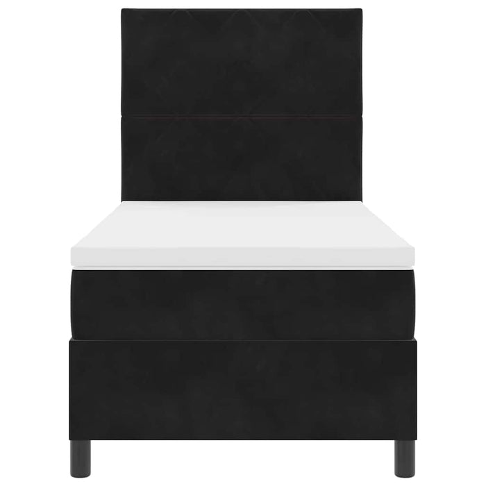 Pat cu arcuri cu saltea cu headboard Negru 100 x 200 cm Catifea - WALTI WALTI