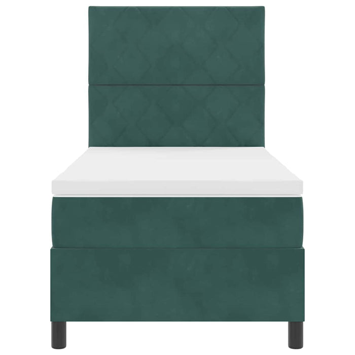 Pat cu arc LED cu headboard Verde închis 100 x 200 cm Catifea WALTI