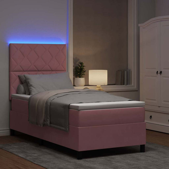 Pat cu arc LED cu headboard Roz 100 x 200 cm Catifea - WALTI WALTI