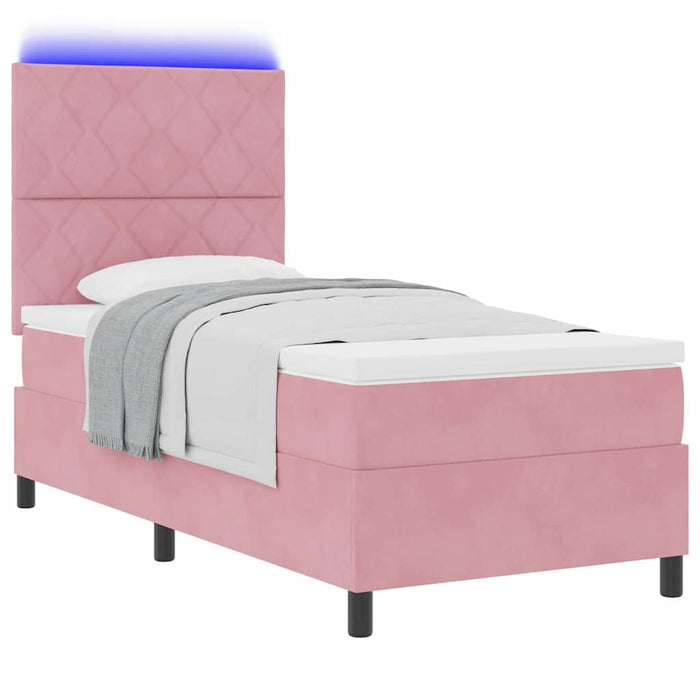 Pat cu arc LED cu headboard Roz 100 x 200 cm Catifea - WALTI WALTI