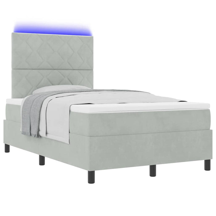Pat cu arc LED cu headboard Gri deschis 120 x 190 cm Catifea - WALTI WALTI