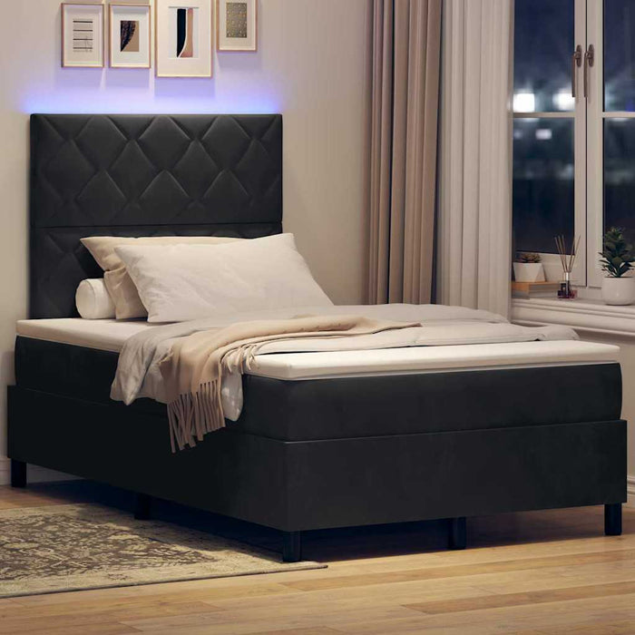 Pat cu arc LED cu headboard Negru 120 x 190 cm Catifea - WALTI WALTI