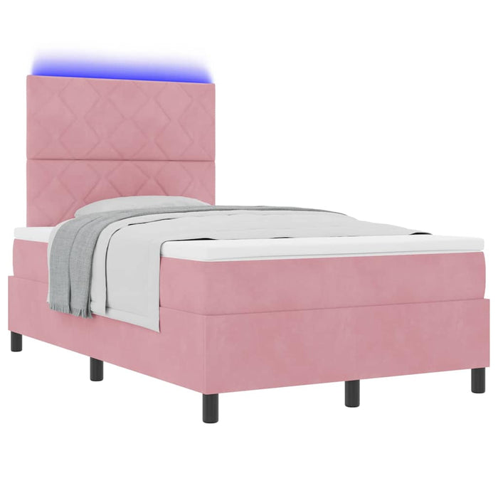 Pat cu arc LED cu headboard Roz 120 x 190 cm Catifea WALTI