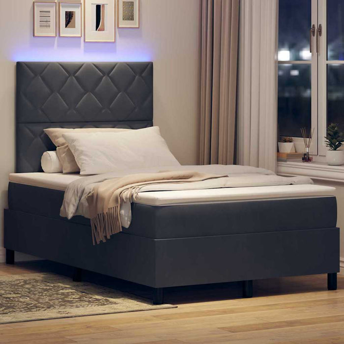 Pat cu arc LED cu headboard Gri închis 120 x 200 cm Catifea WALTI