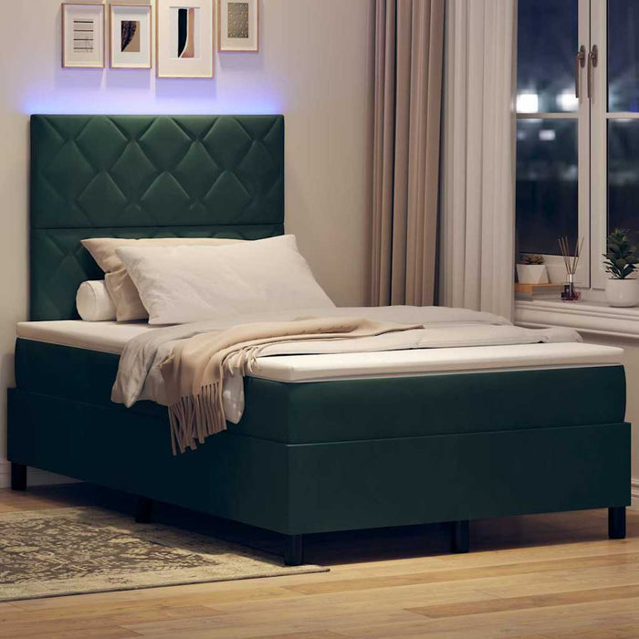 Pat cu arc LED cu headboard Verde închis 120 x 200 cm Catifea WALTI