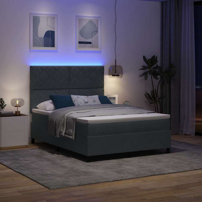 Pat cu arc LED cu headboard Gri închis 140 x 200 cm Catifea WALTI