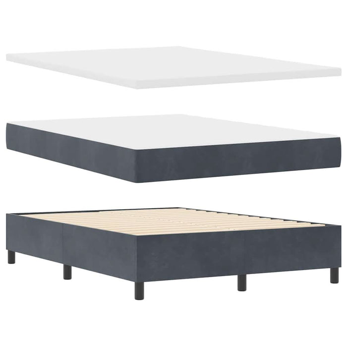 Pat cu arc LED cu headboard Gri închis 140 x 200 cm Catifea WALTI