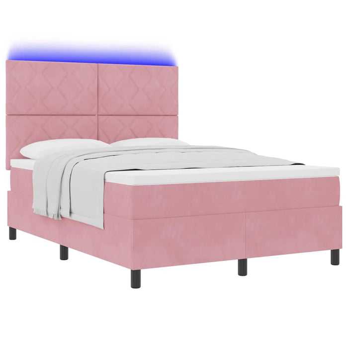 Pat cu arc LED cu headboard Roz 140 x 200 cm Catifea - WALTI WALTI