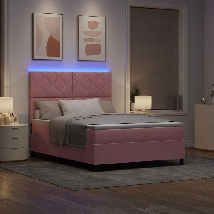 Pat cu arc LED cu headboard Roz 160 x 200 cm Catifea - WALTI WALTI