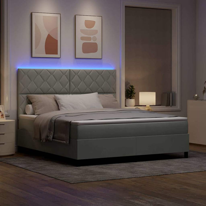 Pat cu arc LED cu headboard Gri deschis 180 x 200 cm Catifea - WALTI WALTI
