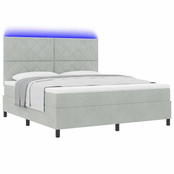 Pat cu arc LED cu headboard Gri deschis 180 x 200 cm Catifea - WALTI WALTI