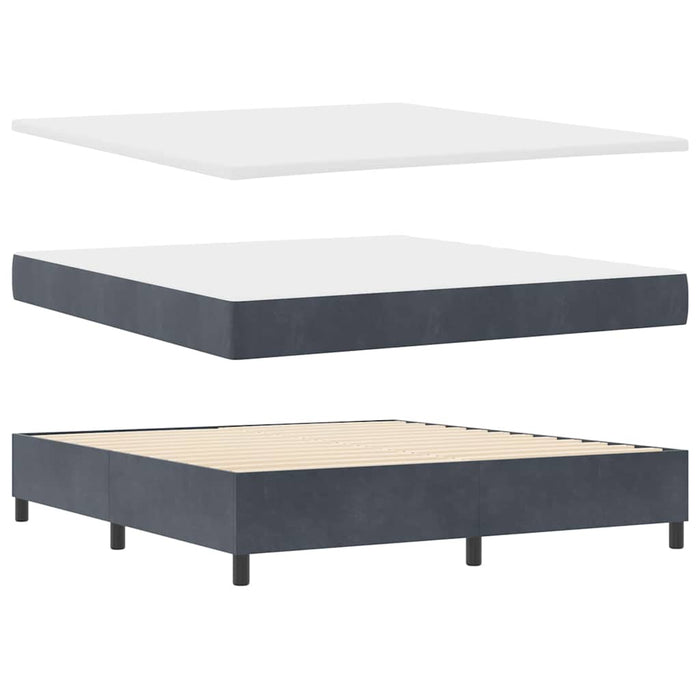 Pat cu arc LED cu headboard Gri închis 180 x 200 cm Catifea WALTI