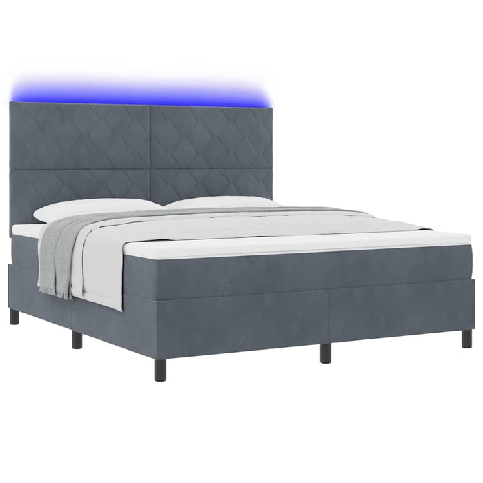 Pat cu arc LED cu headboard Gri închis 180 x 200 cm Catifea WALTI