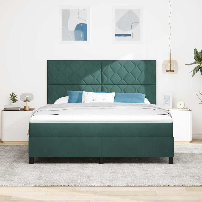 Pat cu arc LED cu headboard Verde închis 180 x 200 cm Catifea WALTI