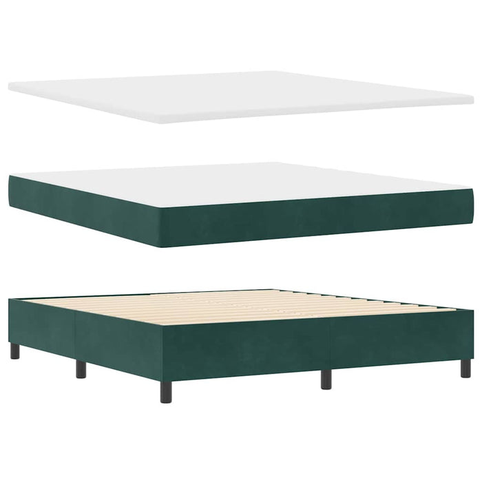 Pat cu arc LED cu headboard Verde închis 180 x 200 cm Catifea WALTI