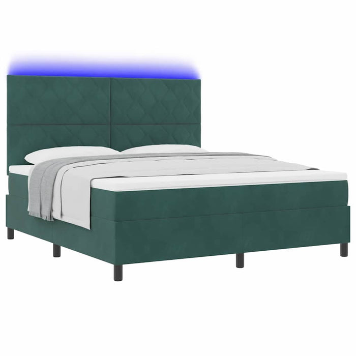 Pat cu arc LED cu headboard Verde închis 180 x 200 cm Catifea WALTI