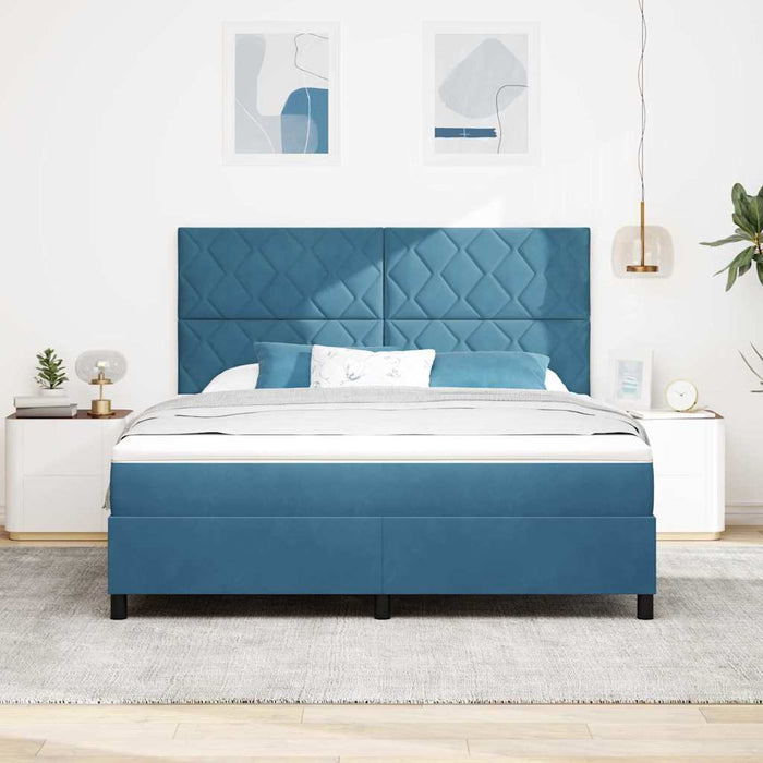 Pat cu arc LED cu saltea Albastru închis 180 x 200 cm țesătură - WALTI WALTI