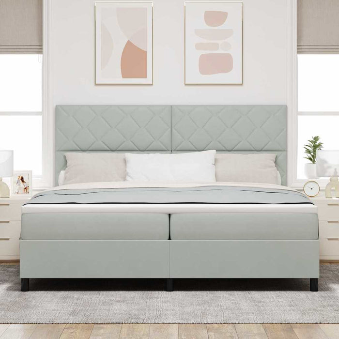 Pat cu arc LED cu headboard Gri deschis 200 x 200 cm Catifea - WALTI WALTI