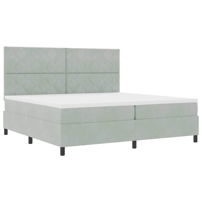 Pat cu arc LED cu headboard Gri deschis 200 x 200 cm Catifea - WALTI WALTI