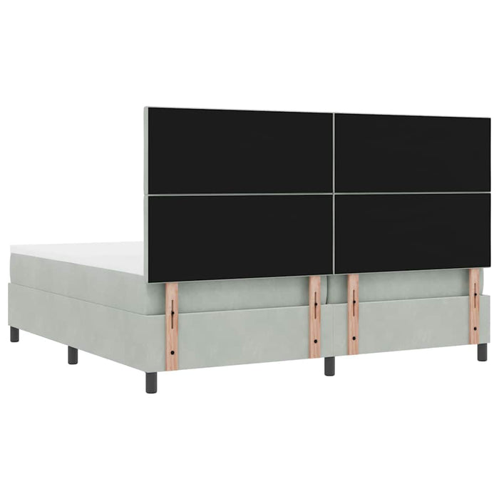 Pat cu arc LED cu headboard Gri deschis 200 x 200 cm Catifea - WALTI WALTI