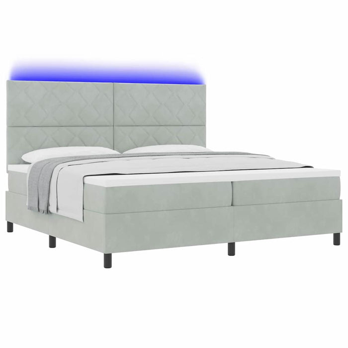 Pat cu arc LED cu headboard Gri deschis 200 x 200 cm Catifea - WALTI WALTI