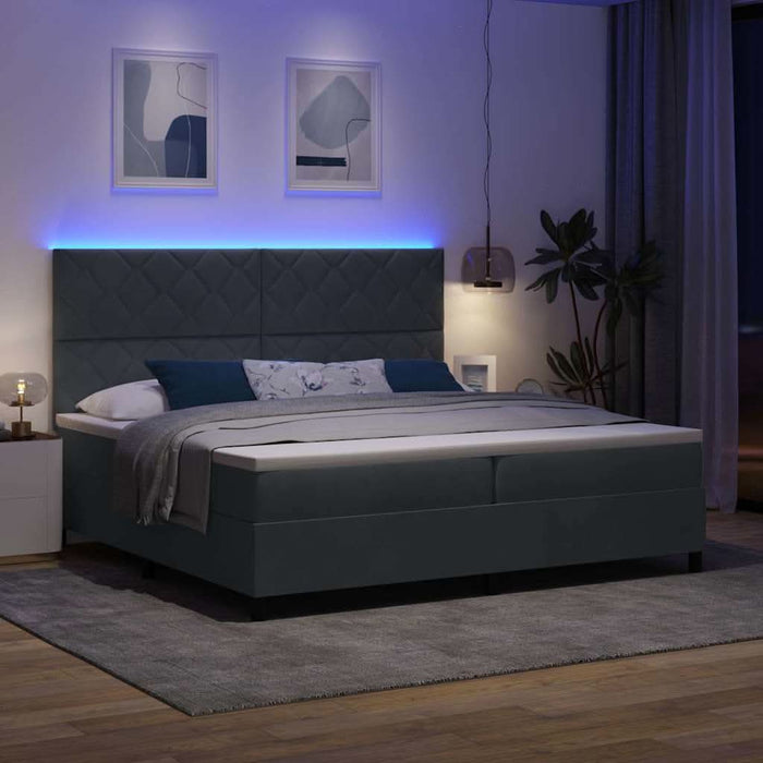 Pat cu arc LED cu headboard Gri închis 200 x 200 cm Catifea WALTI