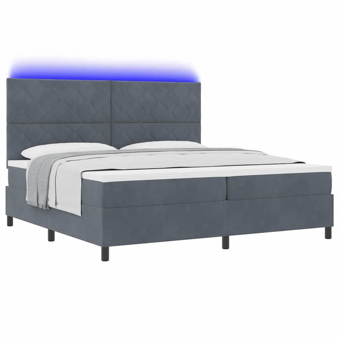 Pat cu arc LED cu headboard Gri închis 200 x 200 cm Catifea WALTI