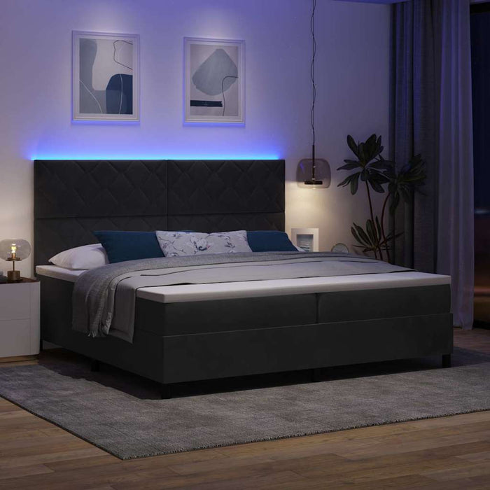 Pat cu arc LED cu headboard Negru 200 x 200 cm Catifea WALTI