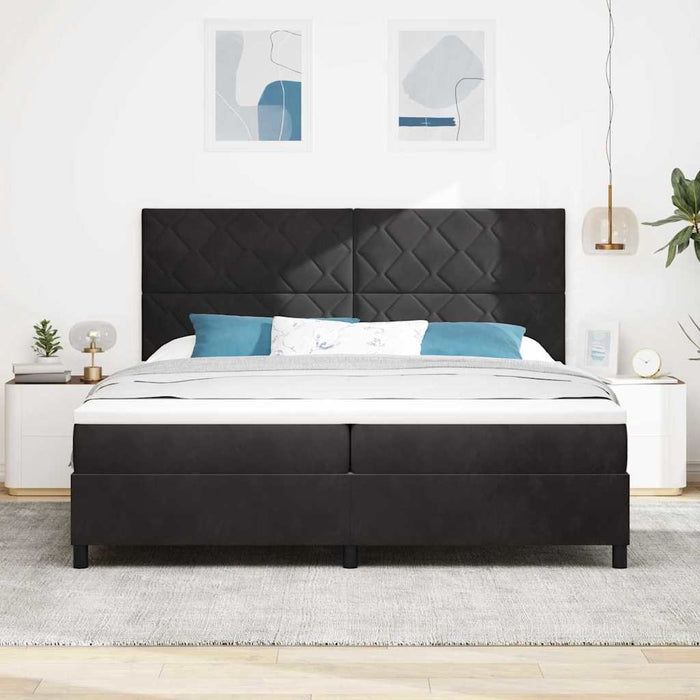 Pat cu arc LED cu headboard Negru 200 x 200 cm Catifea WALTI