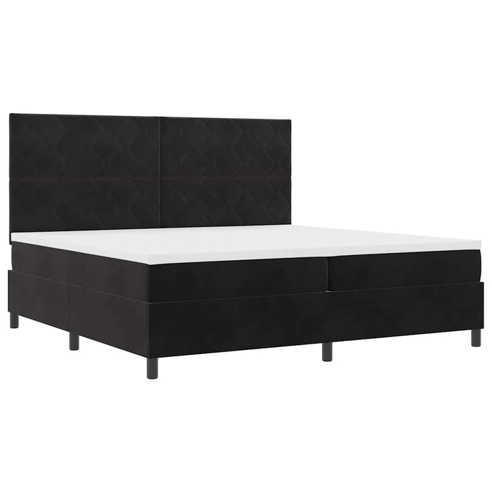 Pat cu arc LED cu headboard Negru 200 x 200 cm Catifea WALTI