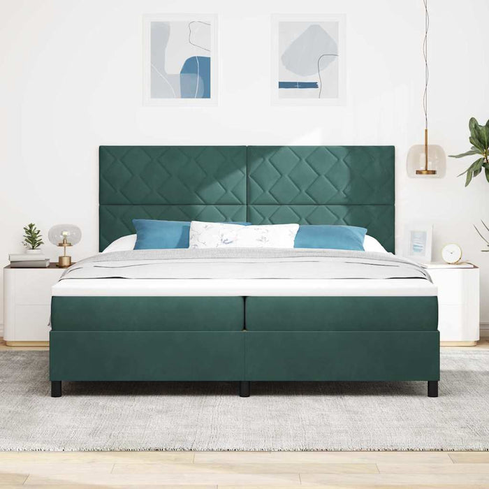 Pat cu arc LED cu headboard Verde închis 200 x 200 cm Catifea WALTI
