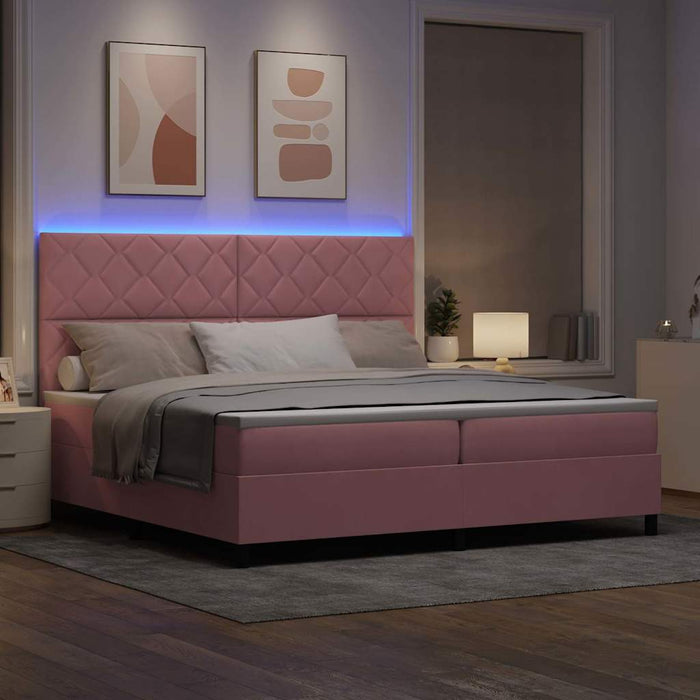 Pat cu arc LED cu headboard Roz 200 x 200 cm Catifea WALTI