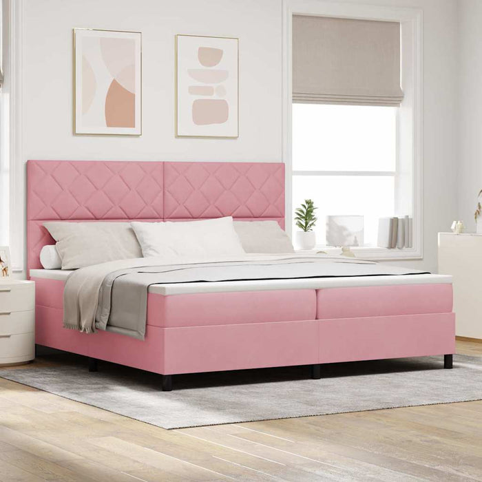 Pat cu arc LED cu headboard Roz 200 x 200 cm Catifea WALTI