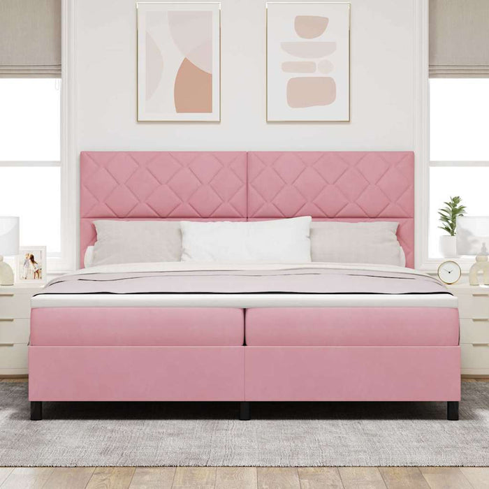 Pat cu arc LED cu headboard Roz 200 x 200 cm Catifea WALTI