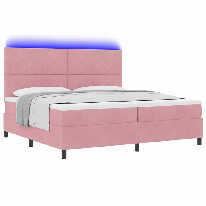 Pat cu arc LED cu headboard Roz 200 x 200 cm Catifea WALTI
