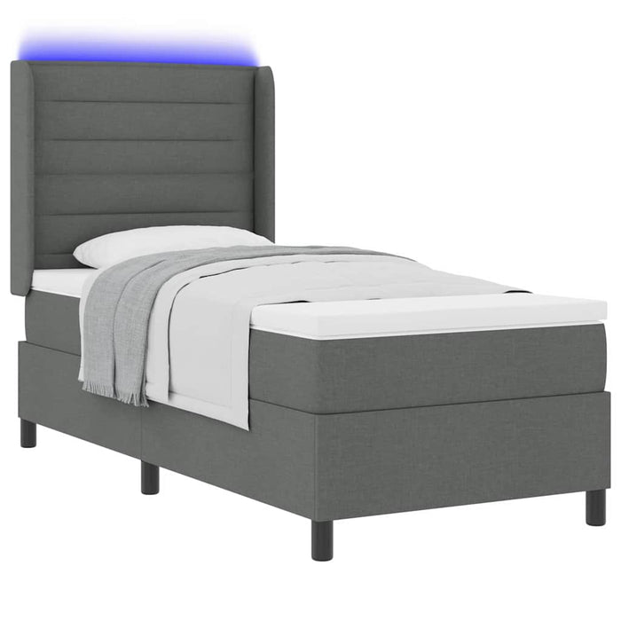 Pat cu arc LED cu saltea Gri închis 80 x 200 cm țesătură - WALTI WALTI