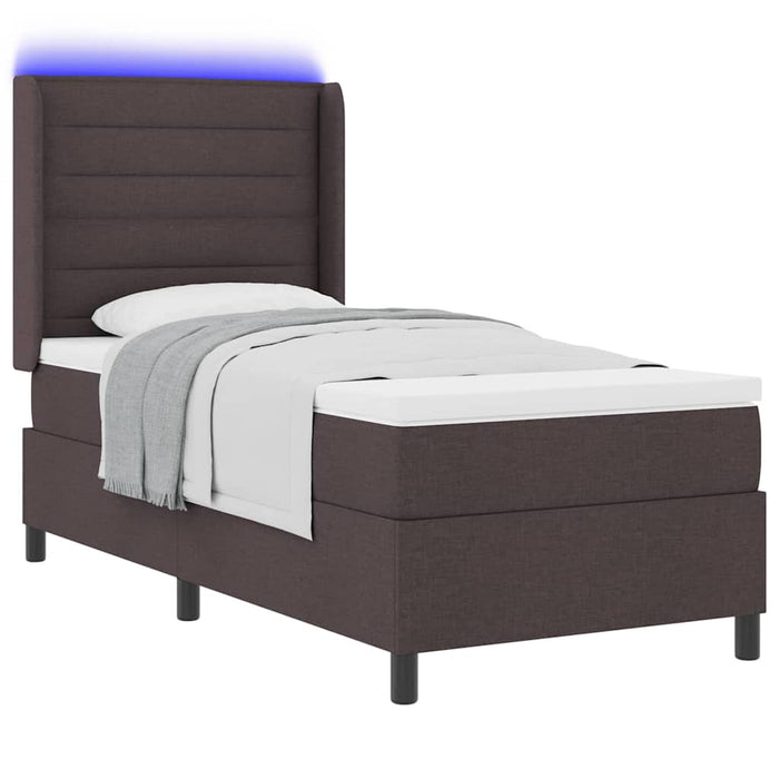 Pat cu arc LED cu saltea Maro închis 80 x 200 cm țesătură - WALTI WALTI