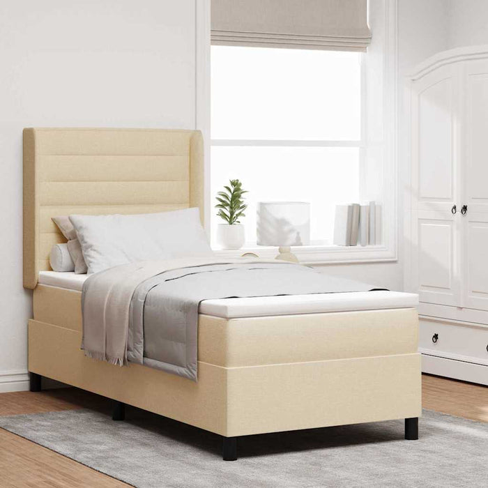 Pat cu arc LED cu saltea cu headboard Crem 80 x 200 cm țesătură - WALTI WALTI