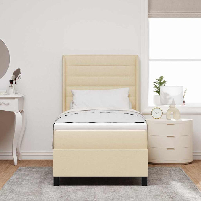 Pat cu arc LED cu saltea cu headboard Crem 80 x 200 cm țesătură - WALTI WALTI
