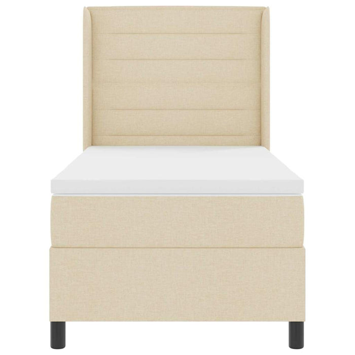 Pat cu arc LED cu saltea cu headboard Crem 80 x 200 cm țesătură - WALTI WALTI