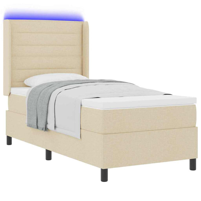 Pat cu arc LED cu saltea cu headboard Crem 80 x 200 cm țesătură - WALTI WALTI