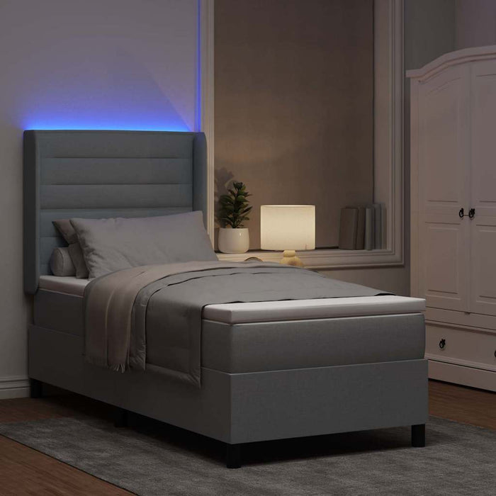 Pat cu arc LED cu saltea Gri deschis 90 x 190 cm țesătură WALTI