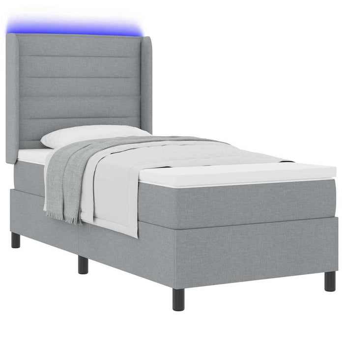 Pat cu arc LED cu saltea Gri deschis 90 x 190 cm țesătură WALTI