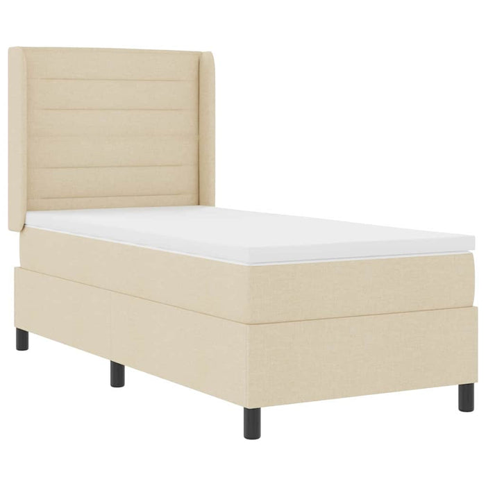 Pat cu arc LED cu saltea Crem 100 x 200 cm țesătură - WALTI WALTI