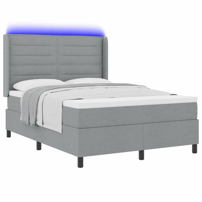 Pat cu arc LED cu saltea Gri deschis 140 x 190 cm țesătură - WALTI WALTI