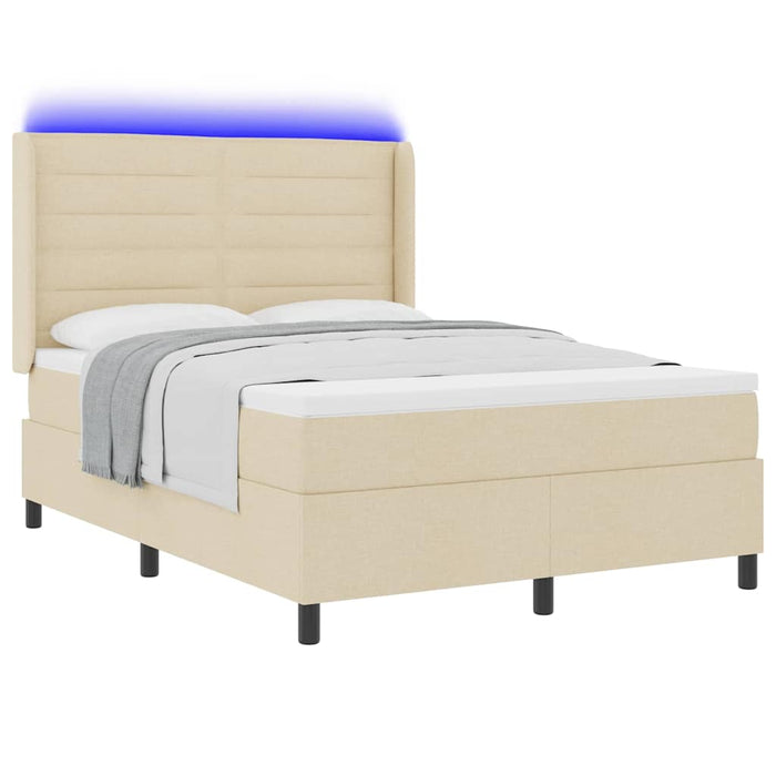 Pat cu arc LED cu saltea Crem 140 x 190 cm țesătură - WALTI WALTI